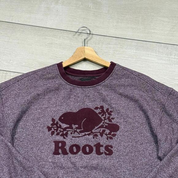 Roots Canada Maroon Beaver Logo Crewneck Sweatshirt Heather Burgundy Size M Wmns - Picture 4 of 8